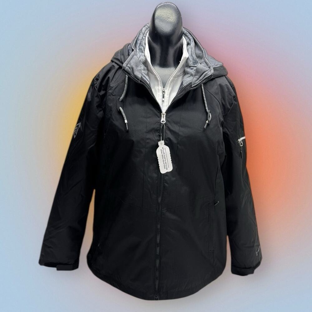 FREE COUNTRY Women's Small TRICLIMATE Black Hooded Jacket 3-IN-1 ⭐️ - Picture 5 of 9